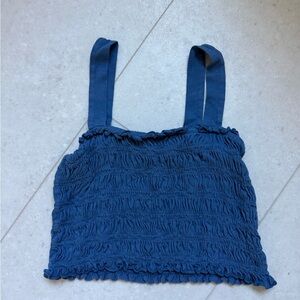 American Eagle Outfitters Navy Smocked Crop Top